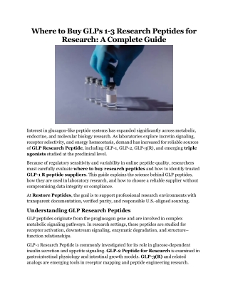 Where to Buy GLP-1 Research Peptide for Research a Complete Guide