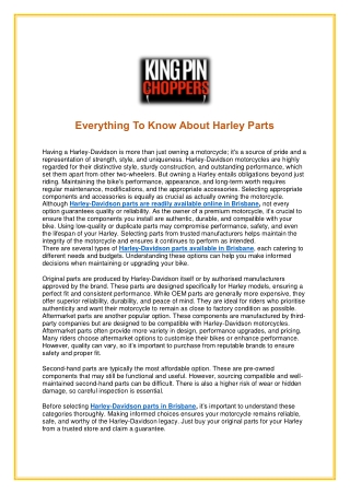 Everything To Know About Harley Parts