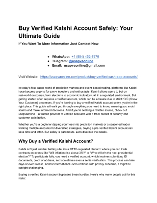 Buy Verified Kalshi Account Safely_ Your Ultimate Guide