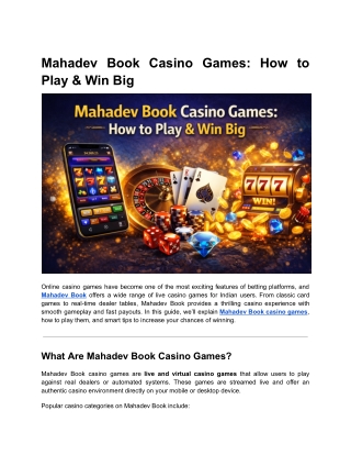 Mahadev Book Casino Games: How to Play & Win Big
