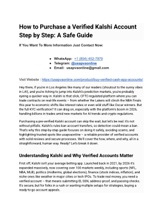 How to Purchase a Verified Kalshi Account Step by Step_ A Safe Guide