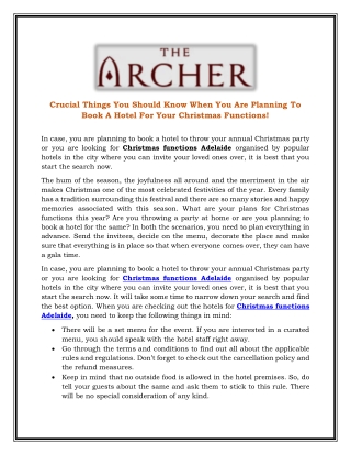 Crucial Things You Should Know When You Are Planning To Book A Hotel For Your Christmas Functions