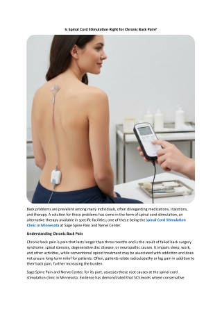 Is Spinal Cord Stimulation Right for Chronic Back Pain