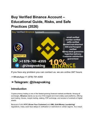 How to Buy Verified Binance Account Safely Without Risk or Account Suspension