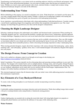 Creating a Cozy Backyard Retreat with Professional Designers