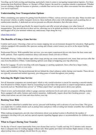 Smooth Transfers from Rockford to Chicago's O'Hare Airport by Limo!