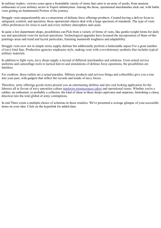 Exploring the Plethora of Military Products: From Vests to Collectibles