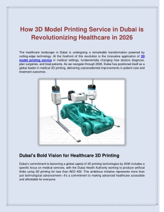 How 3D Model Printing Service in Dubai is Revolutionizing Healthcare in 2026