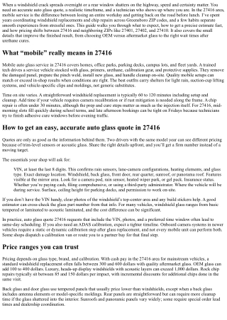 Easy auto glass quote 27416: Book Mobile Repair