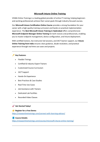Microsoft Intune Online Training & Real Time Support From India, Hyderab