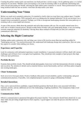 Outdoor Patio Contractors Who Can Bring Your Vision to Life