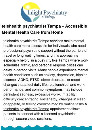 telehealth psychiatrist Tampa – Trusted Online Care for Mental Health Needs