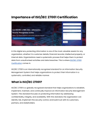 Importance of ISO_IEC 27001 Certification