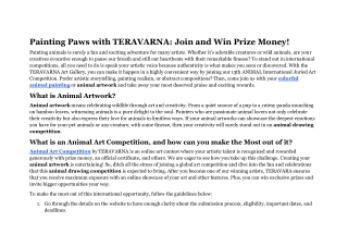 Painting Paws with TERAVARNA_ Join and Win Prize Money