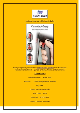 portable water sprinkler  Ausie Sales