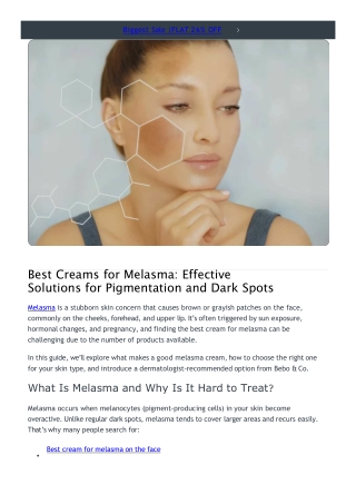 Effective Creams for Melasma Pigmentation and Dark Spots