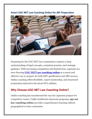 Smart UGC NET Law Coaching Online for JRF Preparation