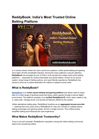 ReddyBook_ India’s Most Trusted Online Betting Platform