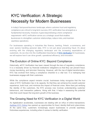 KYC Verification_ A Strategic Necessity for Modern Businesses
