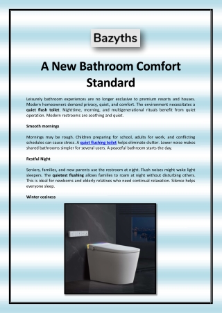 A New Bathroom Comfort Standard