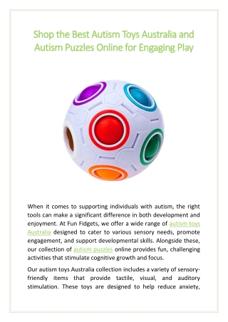 Shop the Best Autism Toys Australia and Autism Puzzles Online for Engaging Play