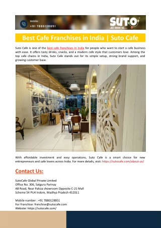 Best Cafe Franchises in India