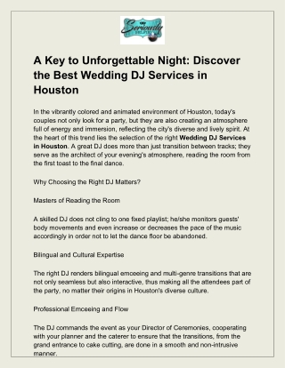 Best Wedding DJ Services in Houston for Unforgettable Night