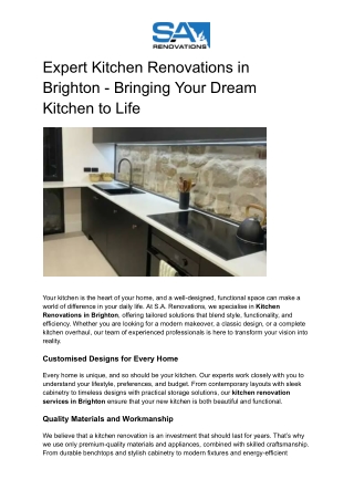 Expert Kitchen Renovations in Brighton_ Bringing Your Dream Kitchen to Life