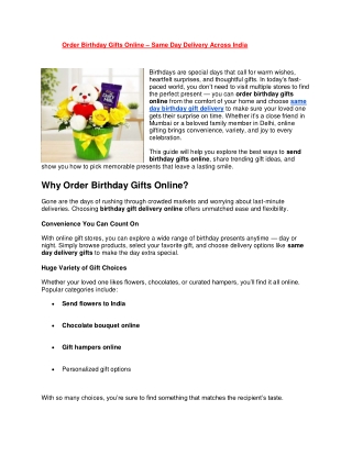Birthday Gifts Online – Same Day Delivery Across India