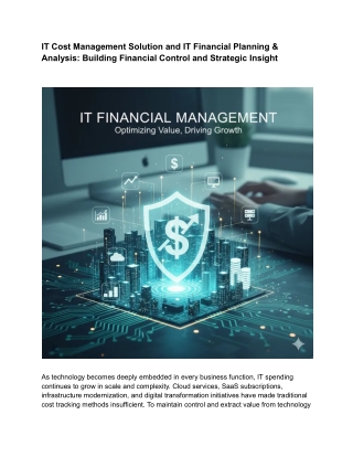 IT Cost Management Solution and IT Financial Planning & Analysis_ Building Financial Control and Strategic Insight