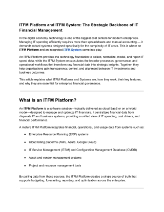 ITFM Platform and ITFM System_ The Strategic Backbone of IT Financial Management