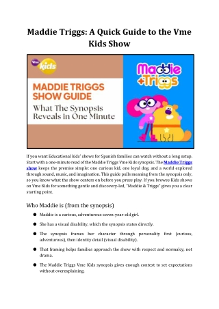 Maddie Triggs: A Quick Guide to the Vme Kids Show