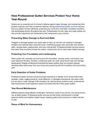 How Professional Gutter Services Protect Your Home Year-Round