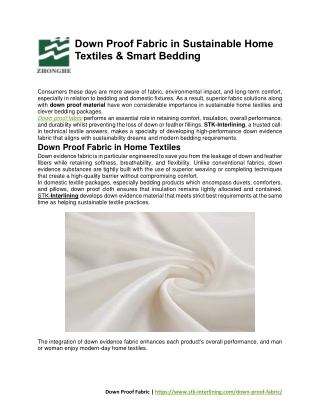 Down Proof Fabric in Sustainable Home Textiles