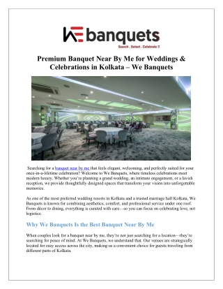 Premium Banquet Near By Me for Weddings & Celebrations in Kolkata – We Banquets