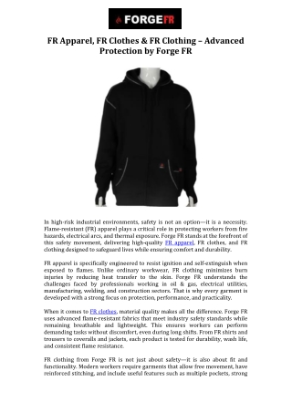 FR Apparel, FR Clothes & FR Clothing – Advanced Protection by Forge FR