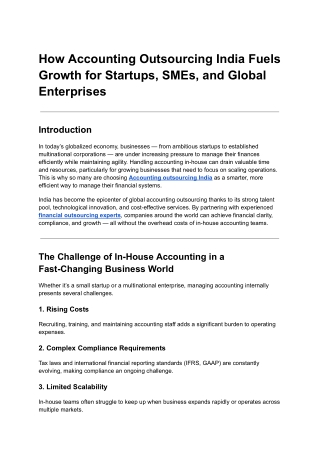 Accounting Outsourcing India – Empowering Growth Through Technology