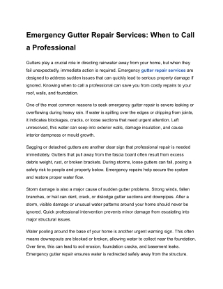Emergency Gutter Repair Services_ When to Call a Professional