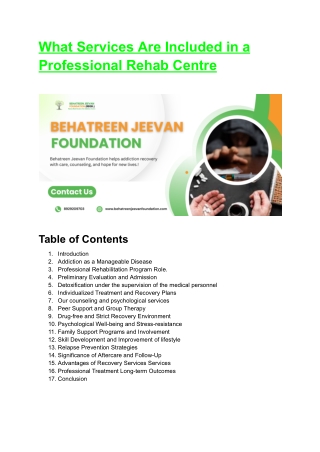 What Services Are Included in a Professional Rehab Centre