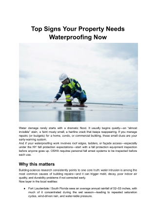Top Signs Your Property Needs Waterproofing Now