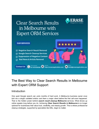 Clear Search Results in Melbourne with Expert ORM Services