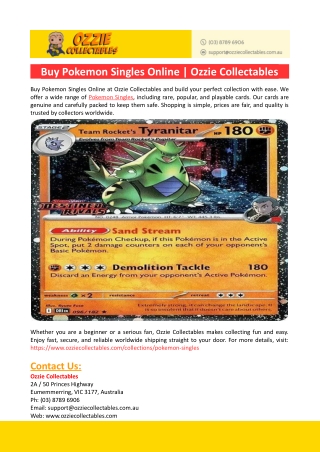Buy Pokemon Singles Online