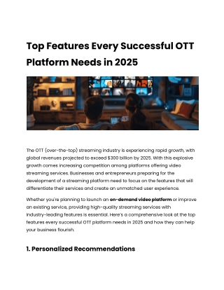 Top Features Every Successful OTT Platform Needs in 2025