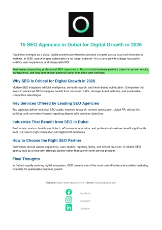 SEO Agencies in Dubai for Digital Growth
