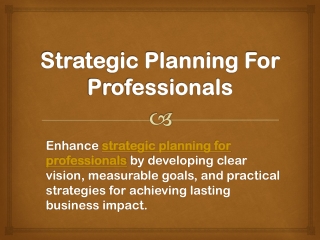 Strategic Planning For Professionals