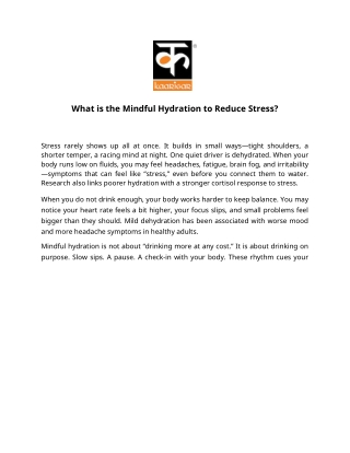 What is the Mindful Hydration to Reduce Stress?