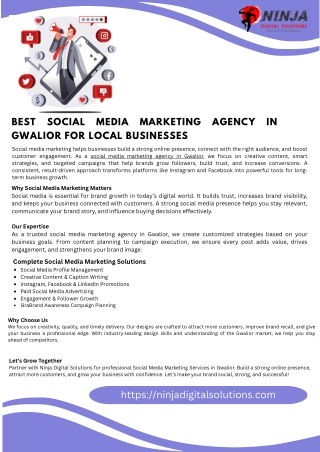 Best Social Media Marketing agency in Gwalior for Local Businesses