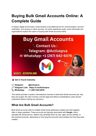 Buying Bulk Gmail Accounts Online: A Complete Guide