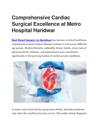 Best Heart Surgery in Haridwar | Metro Hospital