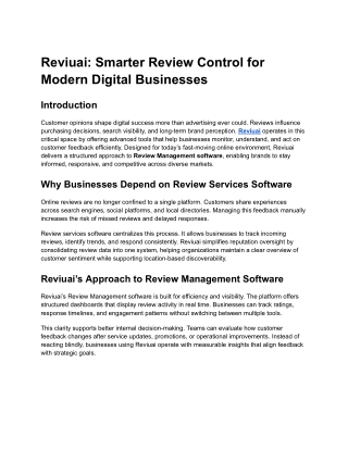 Reviuai_ Smarter Review Control for Modern Digital Businesses